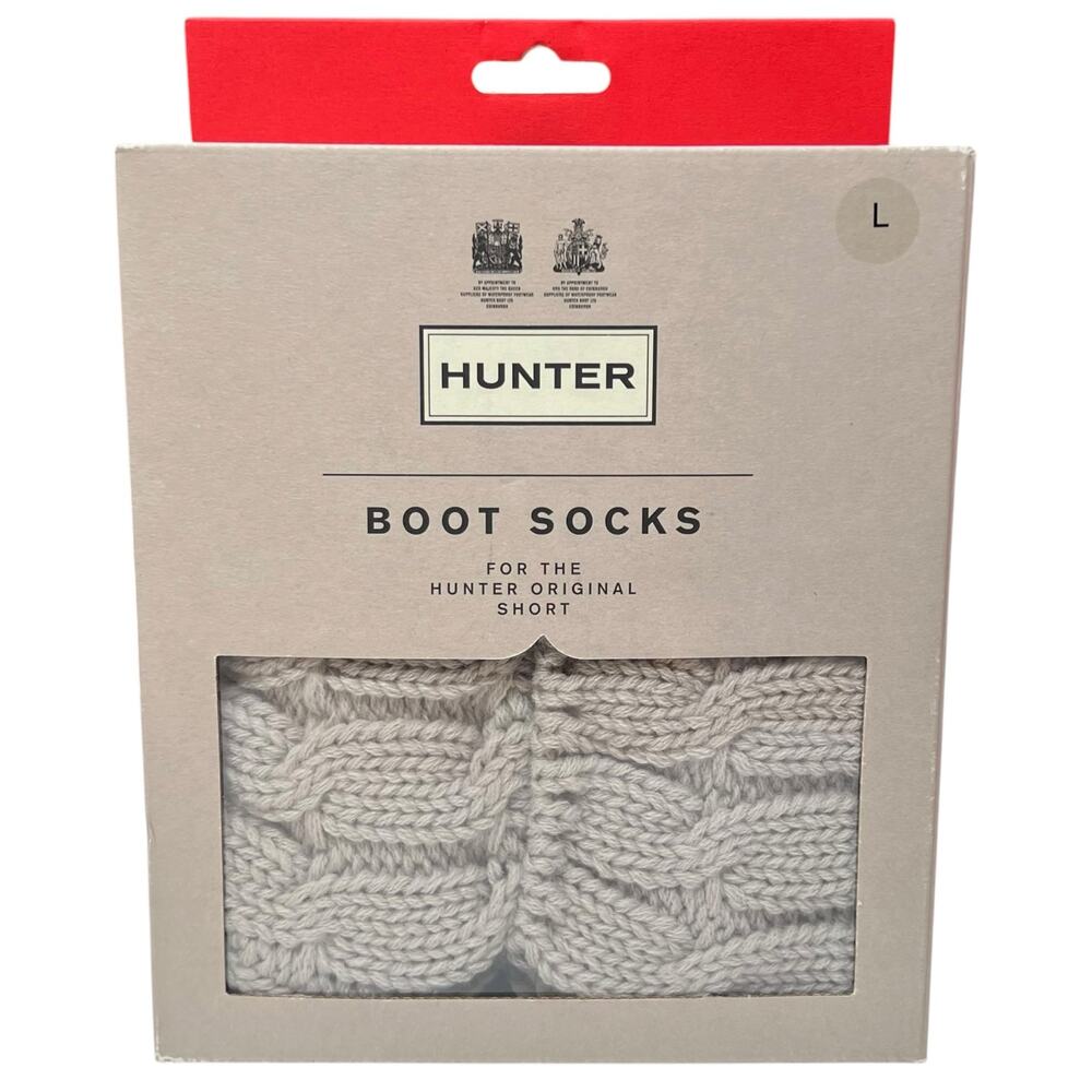 Hunter Original Short Boot Socks Gray Cable Knit Adult Size L New in Package